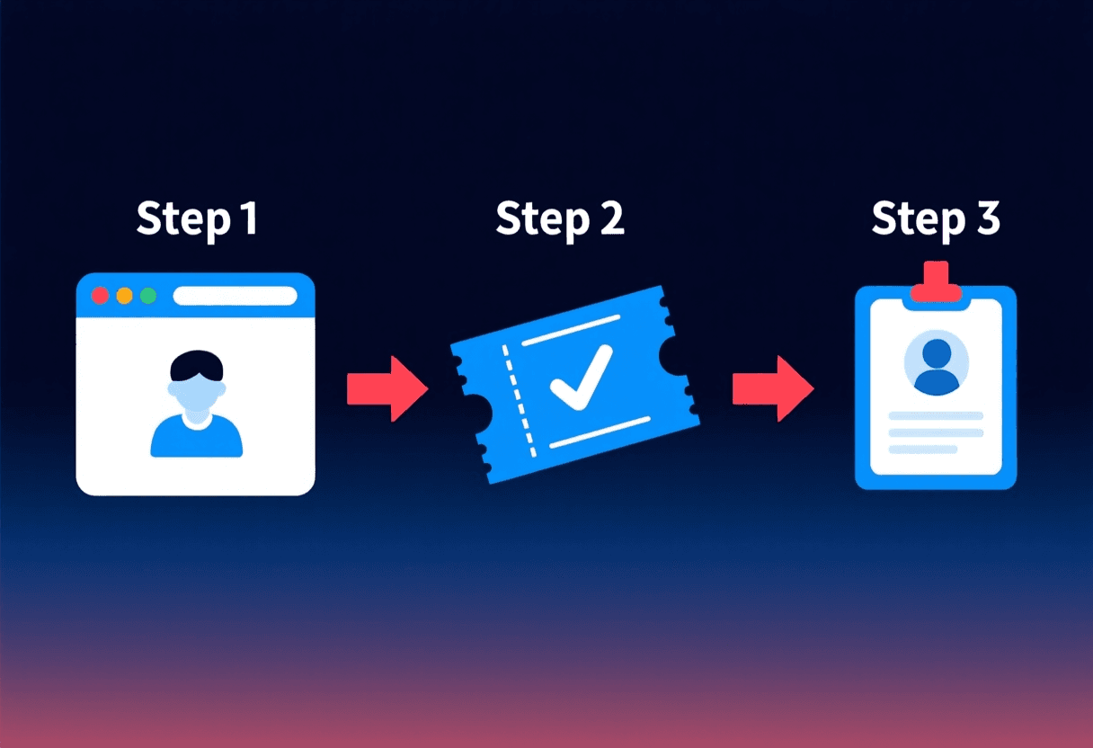 Diagrama de tres pasos para activar Gemini gratis: entrar en la web de estudiantes, canjear la oferta y acreditar la matrícula universitaria