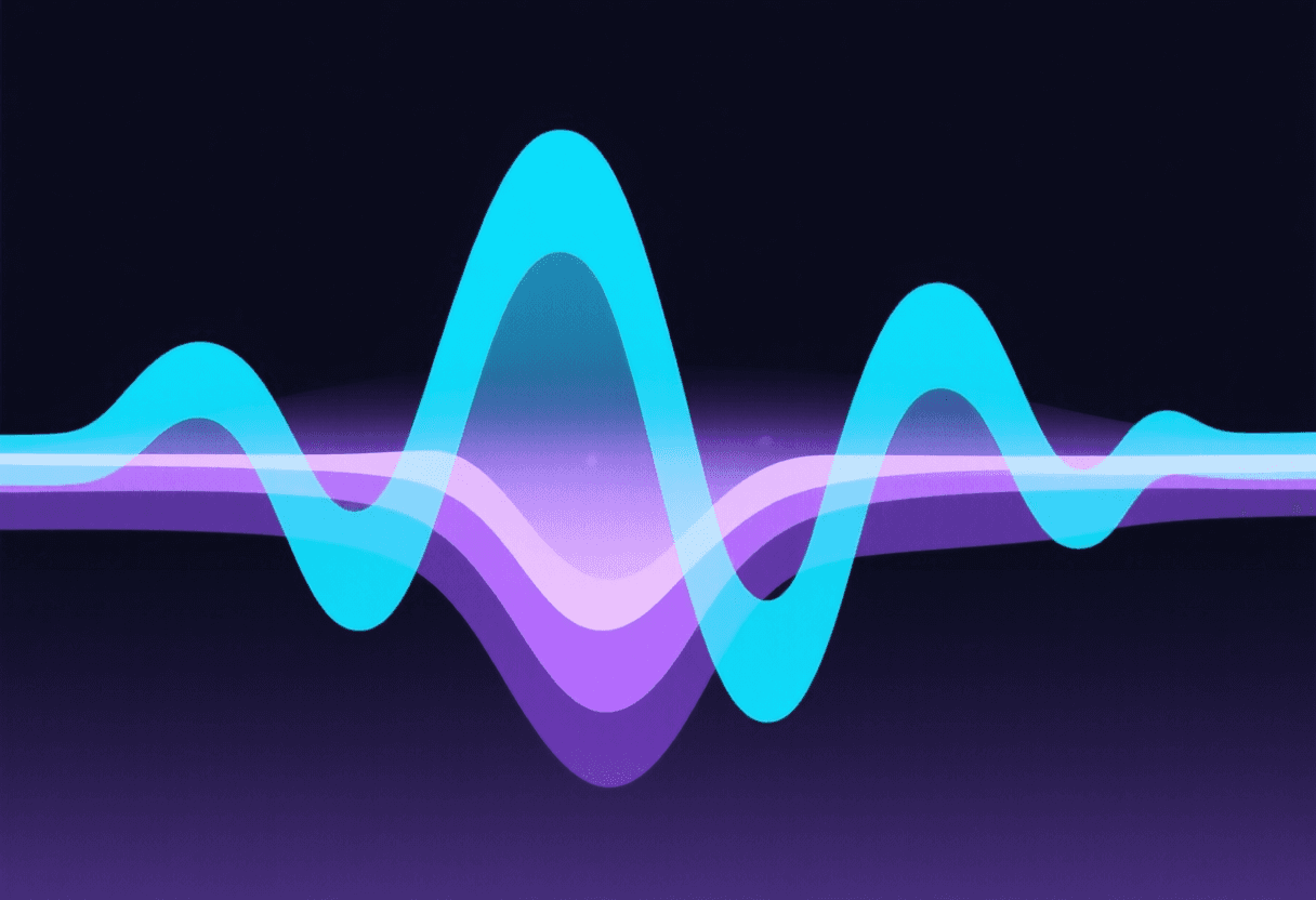 Onda de audio con señal secundaria oculta incrustada representando la marca de agua invisible de SynthID en el audio generado