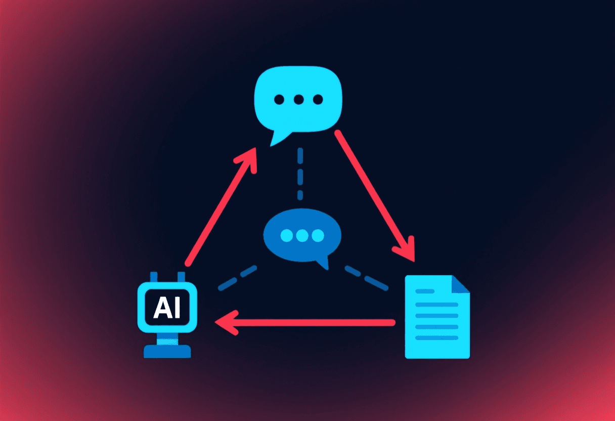 Diagrama de tres vértices: detector de IA, entrevista oral y análisis del proceso, conectados por flechas hacia el centro donde pone decisión del tribunal